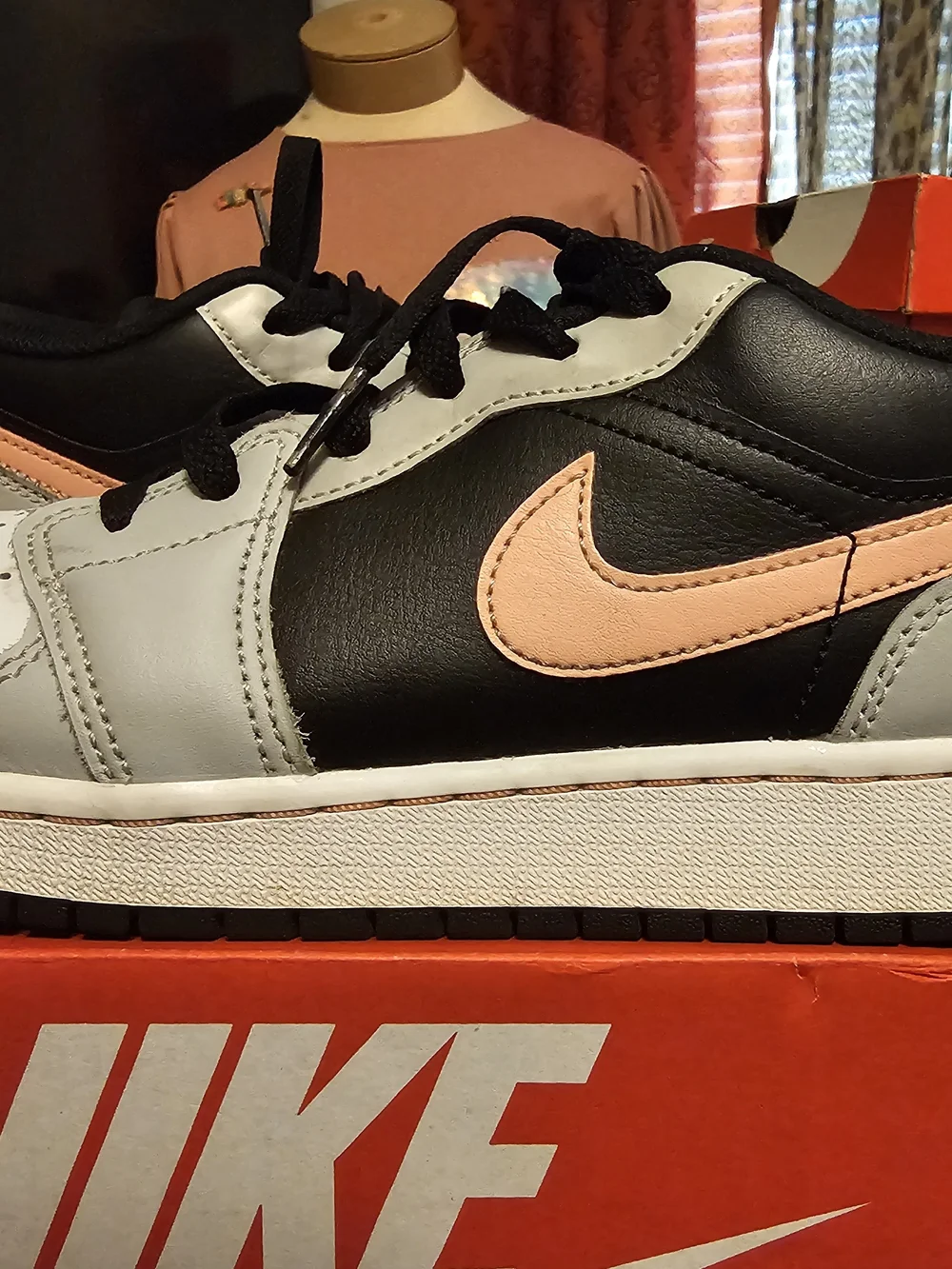 Nike Air Jordan Low Top Sneakers in White, Black & Pink